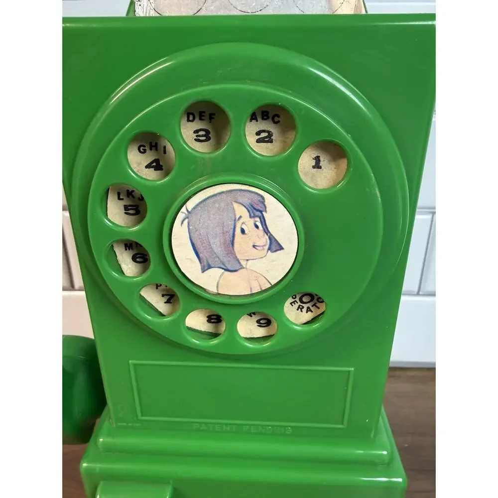 RARE Disney Hasbro 1960s Green Jungle Book Rotary Toy Phone - READ